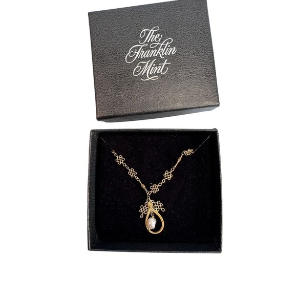 Franklin Mint 22K GEP Sterling Silver Necklace with Baroque Cultured Pearls 17" - Picture 1 of 8